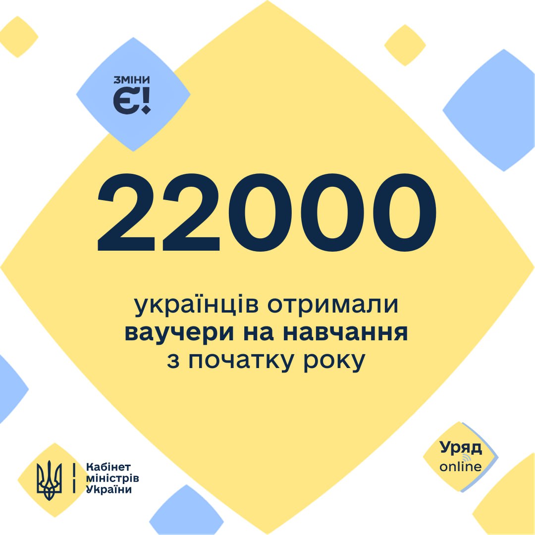 22 тисячі українців отримали ваучери на навчання з початку року