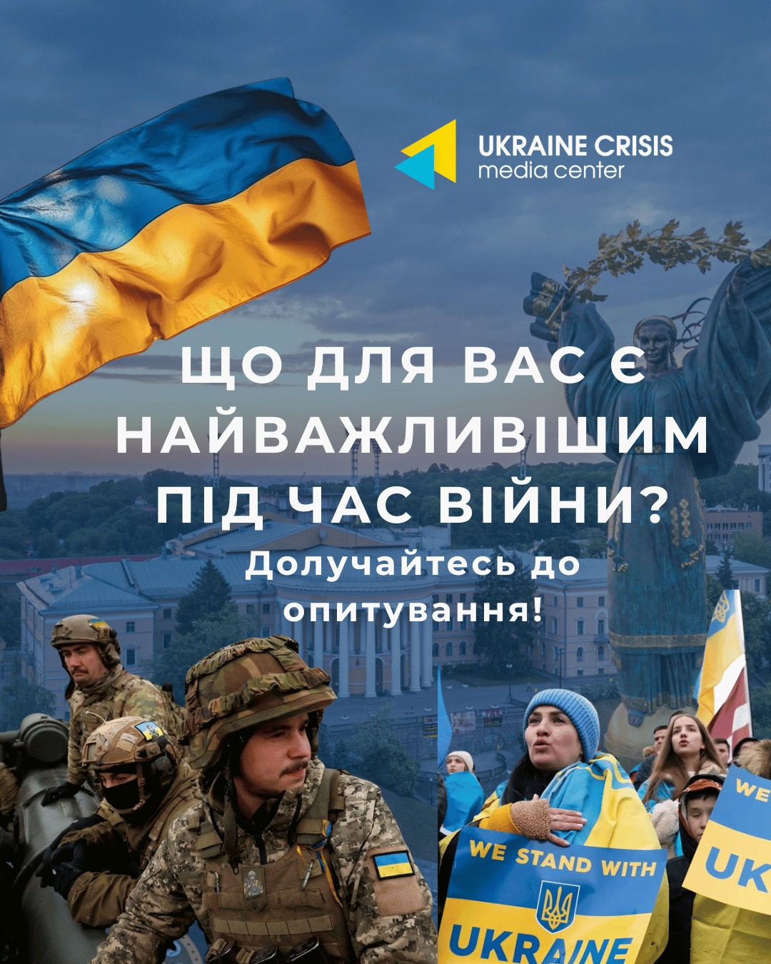 Український кризовий медіацентр запрошує долучитися до опитування «Що для вас є найважливішим під час війни?»