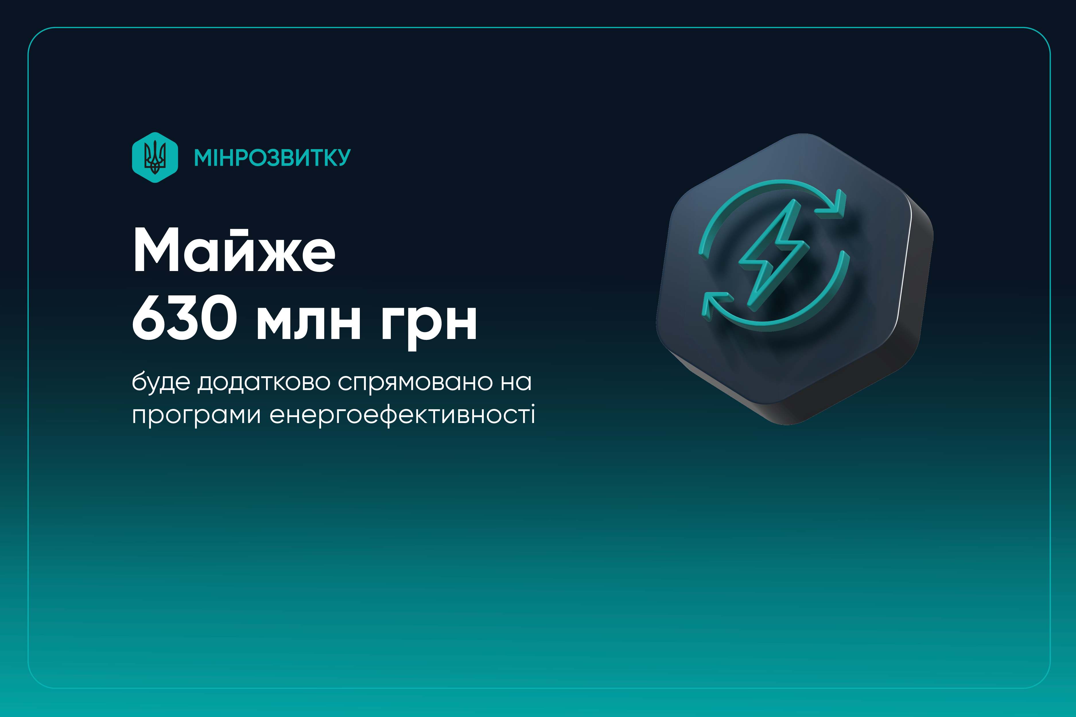 На програми енергоефективності буде додатково спрямовано майже 630 млн грн