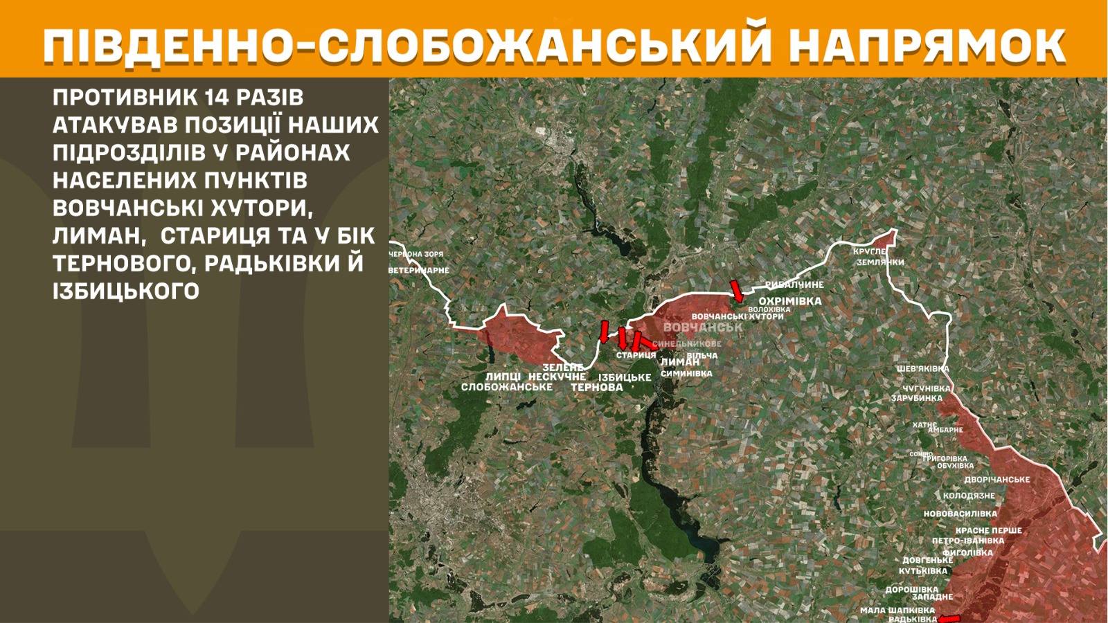 У районах дев’яти населених пунктів Харківщини минулої доби відбили 18 ворожих атак